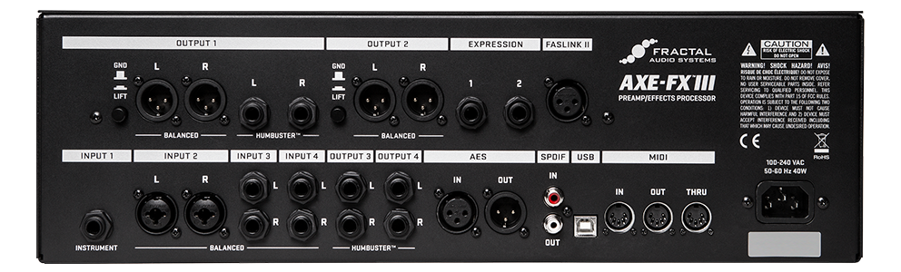 Axe-Fx III MK II Turbo - Vista posteriore
