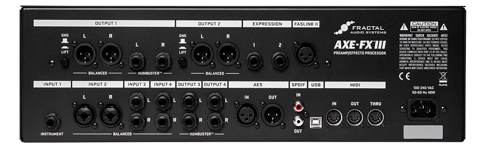 Axe-Fx III MK II Turbo - Vista posteriore